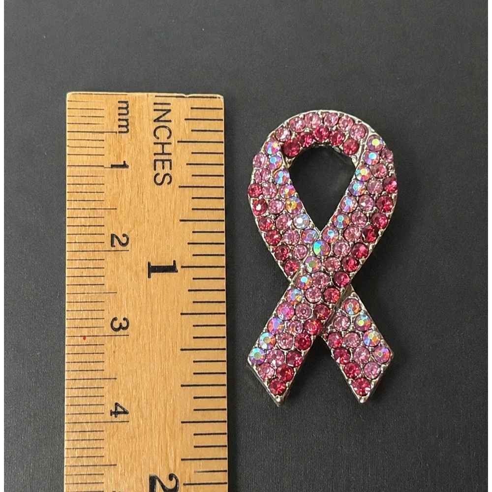 Pink Rhinestones Breast Cancer Awareness Support Pin Brooch Pendant Jewelry